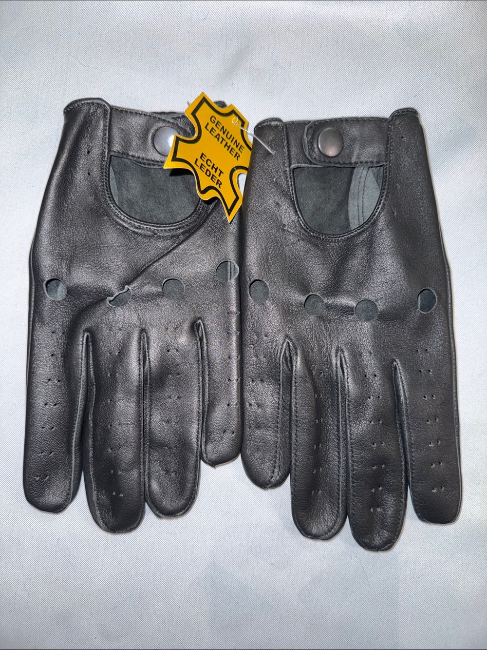 Genuine Leather Black Driving Gloves for Men, NEW